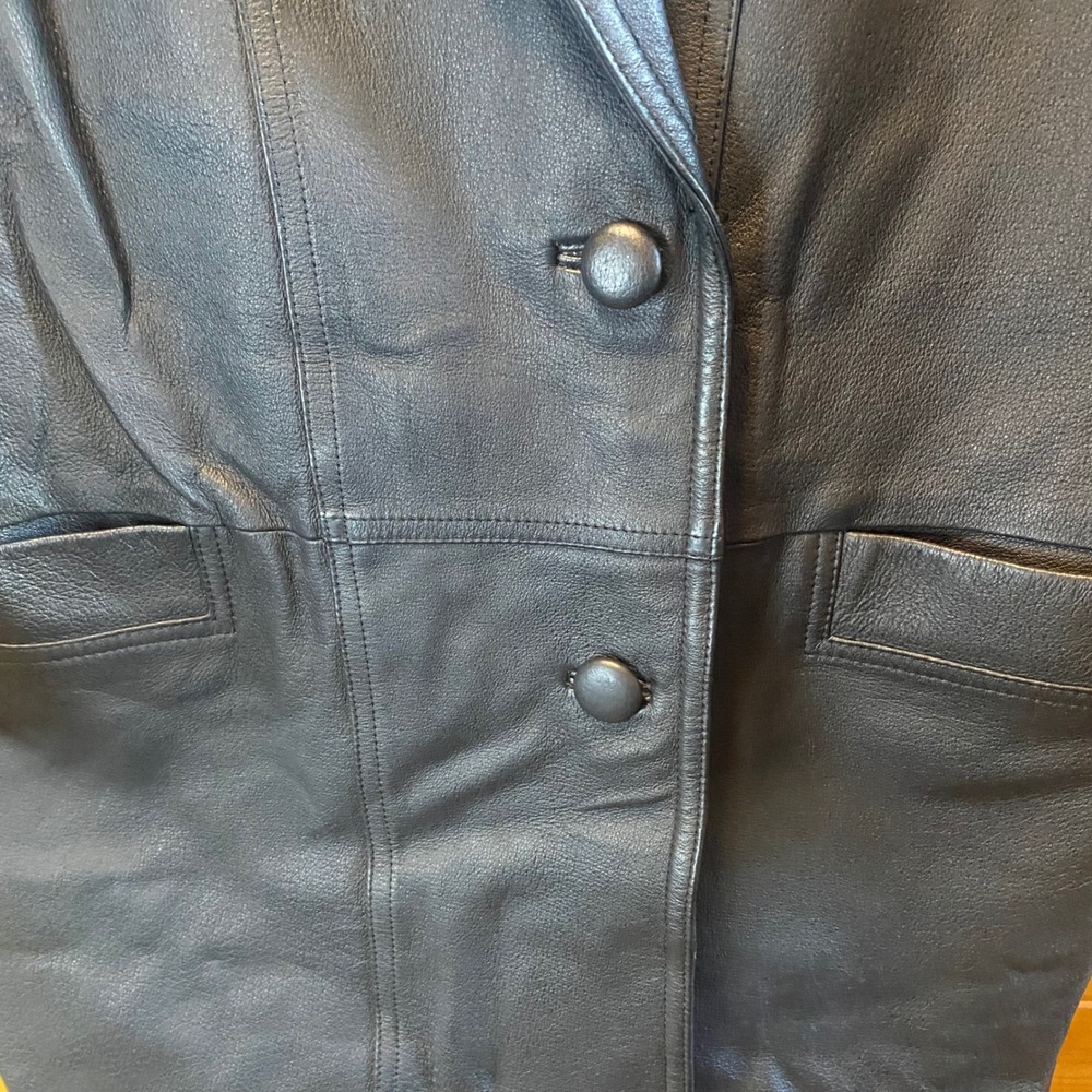 Tribeca Collection Black Leather Blazer Jacket Womens Large Career‎ Outerwear - Picture 3 of 4